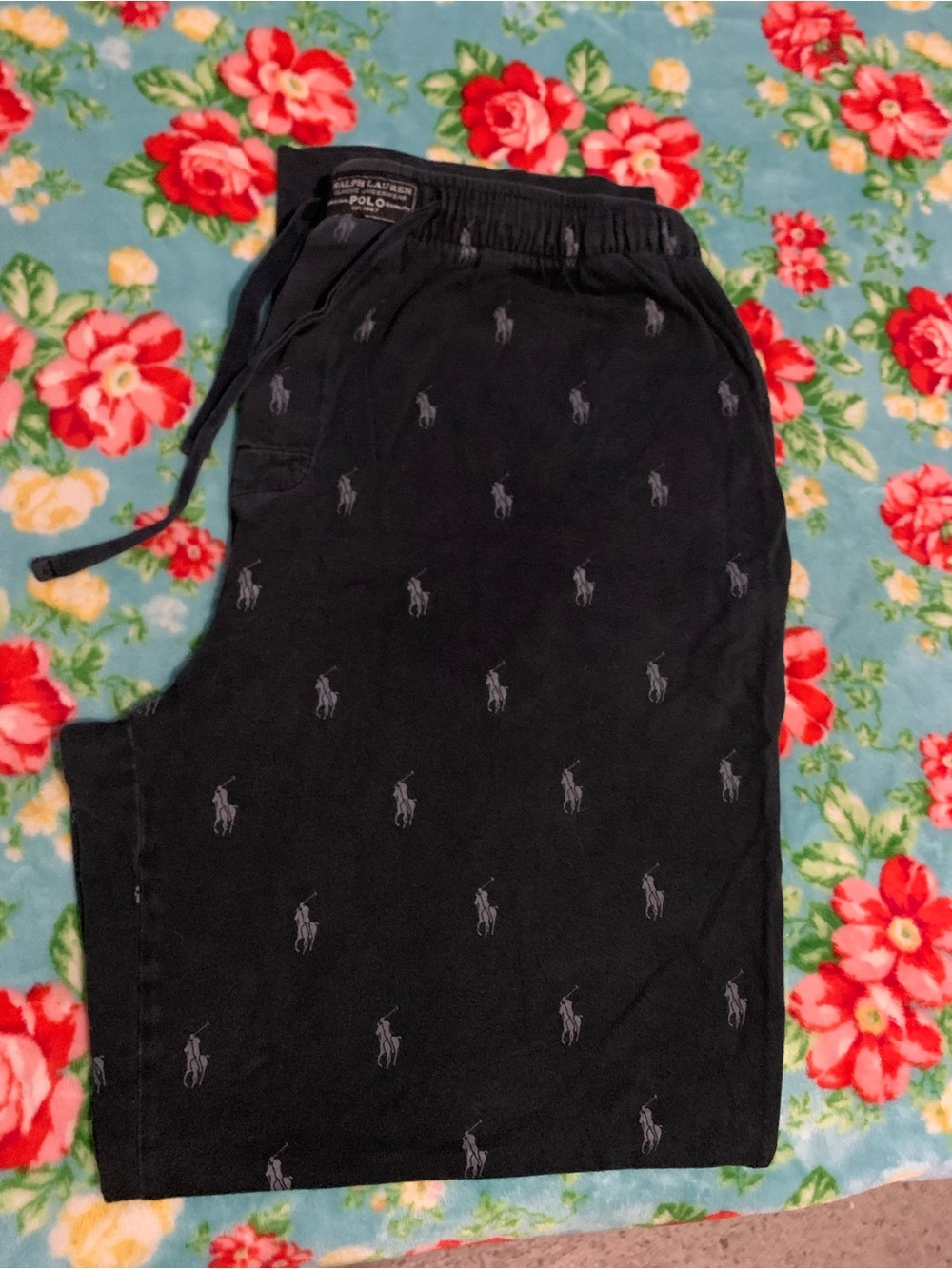 Ralph Lauren Black Men's Pony Logo Pajama Lounge Pants